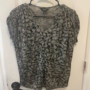 Simply Vera Wang Black and Gray Patterned Blouse- XS